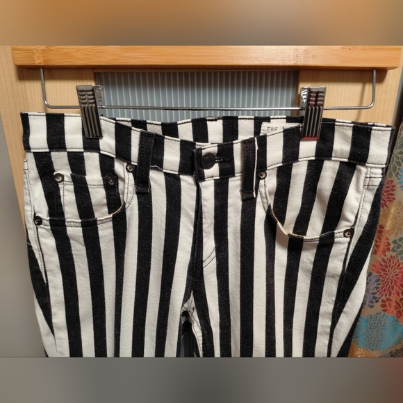 Rag & Bone Black White Striped Capri Jeans Made In USA Stylish Chic - Picture 3 of 7